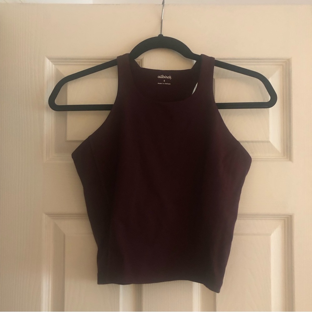 NWOT Allbirds Women's Natural Run Form Tank Maroon Wine Red Long Crop Active - Picture 8 of 8